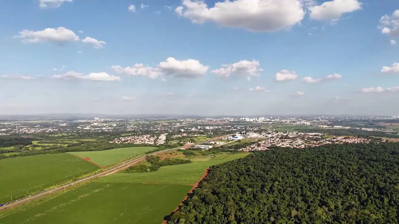 Vista aérea da região do empreendimento, em Betel, Paulínia